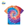 Custom new fashion short sleeve rainbow tie dye t shirt with logo