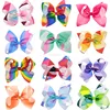 6" baby girls hair bow rainbow colors hair ribbon bow clip
