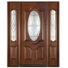 Luxury House Entrance Traditional Designs Half Oval Glass Wooden Exterior Front Door