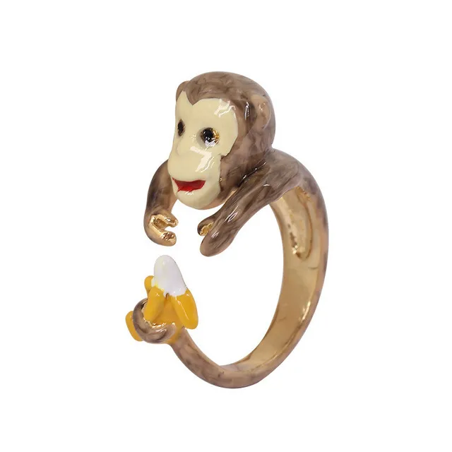 themed jewelry ladies cute enamel monkey gold plated brass