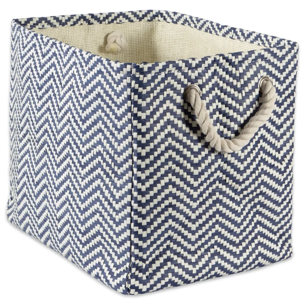 environment friendly strip woven paper fabric storage basket