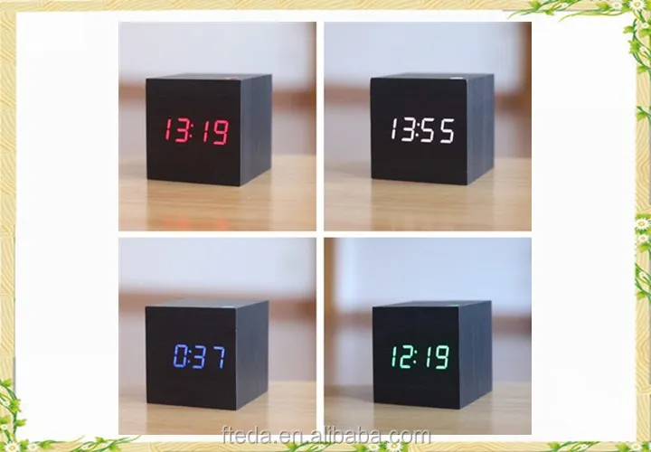 wood LED digital clock