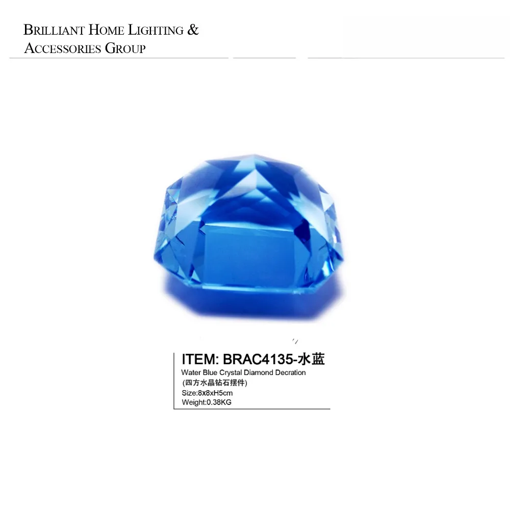 style handmade water blue crystal diamond ,decorative glass