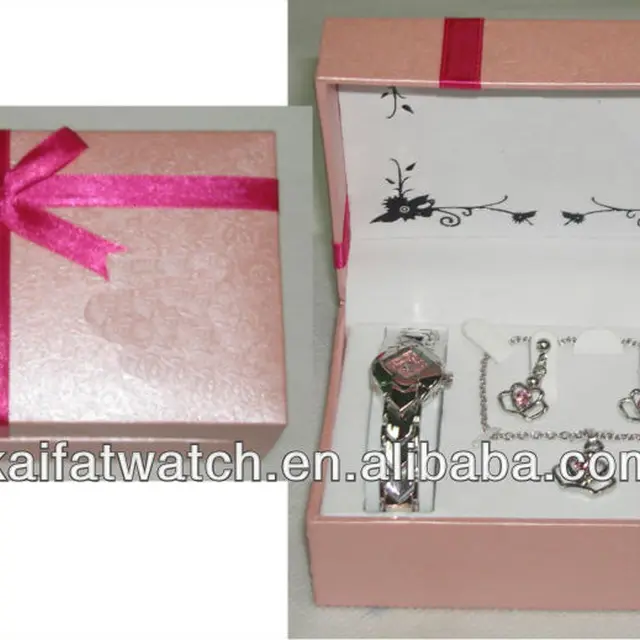 beauty and promotion watch and jewelry set with gift box/ ribbon
