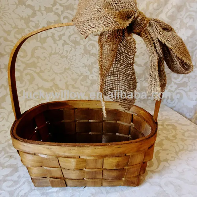 rustic woodchip flower girl basket wedding & gift &amp
