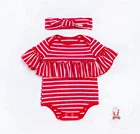 newborn baby Christmas costume Stripe rompers 2 pcs headband