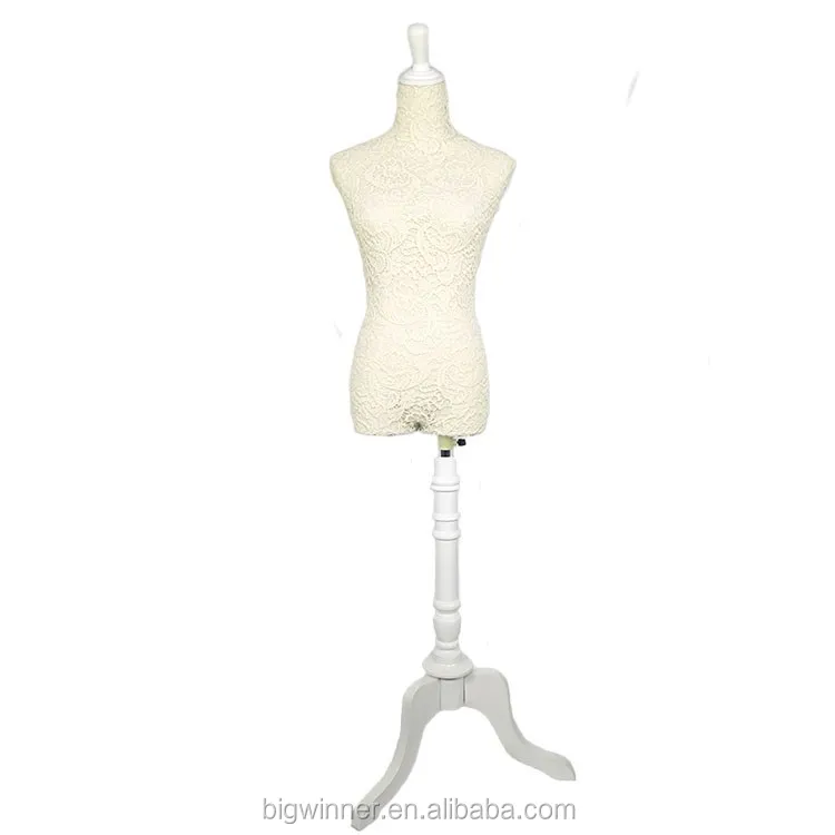 Linen Fabric Half Body Torso Female Mannequin With Mdf Tripod Used Half