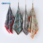 Floral print small cheap polyester silk satin square scarf