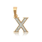 34183 Xuping fashion gold plated jewelry letter pendant alphabet wholesale bead cz letter charm
