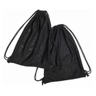 Promotion Unisex black gym backpack polyester drawstring bag with mesh