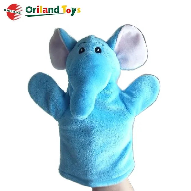 Lovely blue elephant calf soft plush stuffed toys hand puppet