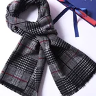 Stylish classic plaid silk and wool blended scarf for men's and women's