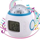 Creative music starry sky projection alarm clock luminous electronic calendar 7 color silent electronic clock