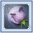 Handmade Purple Flower Pattern Embroidery Diamond &Rhinestone Painting DIY Kit Cross Stitch For Living Room