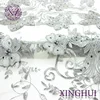 Hot sale rhinestones pearl embroidered lace fabric for bridal dress