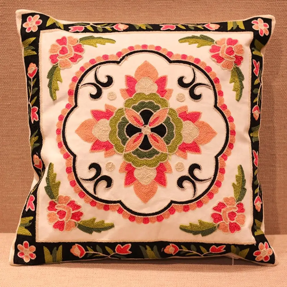 2016 New Cotton Wool Embroidery Special Canvas Home Furnishing Square Pillow Cover hot sales
