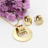 Costume African Italian Fashion Women Light Gold Plated Jewelry Sets Round Buckle Jewelry Set Earrings Pendant Necklace Set