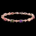 SC652 new arrive wholesale cz rainbow zircon bangles gold copper bracelet for woman