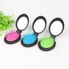 Hot Sale Mini Size Air Cushion Round Shape Folding Hair Massage Brush with Mirror