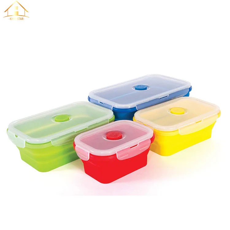 Cheap wholesale 4 kind of sizes special collapsible silicone microwave lunch box