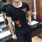 Men Clothes Rose Plain Vintage T Shirts