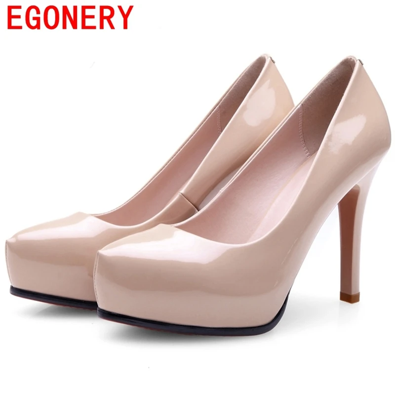2015 standard Size 34-39 new Fashion slip-on Women Pumps Thin High Heels Shoes Platform Pumps 2-color high-heeled wedding shoes