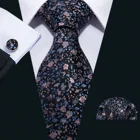 High Quality Mens Tie 100% Silk Jacquard Woven 8.5cm Floral Blue Necktie Set