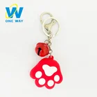 China factory custom soft pvc 2d 3d red pink bear foot paw rubber charm keychain / keyring