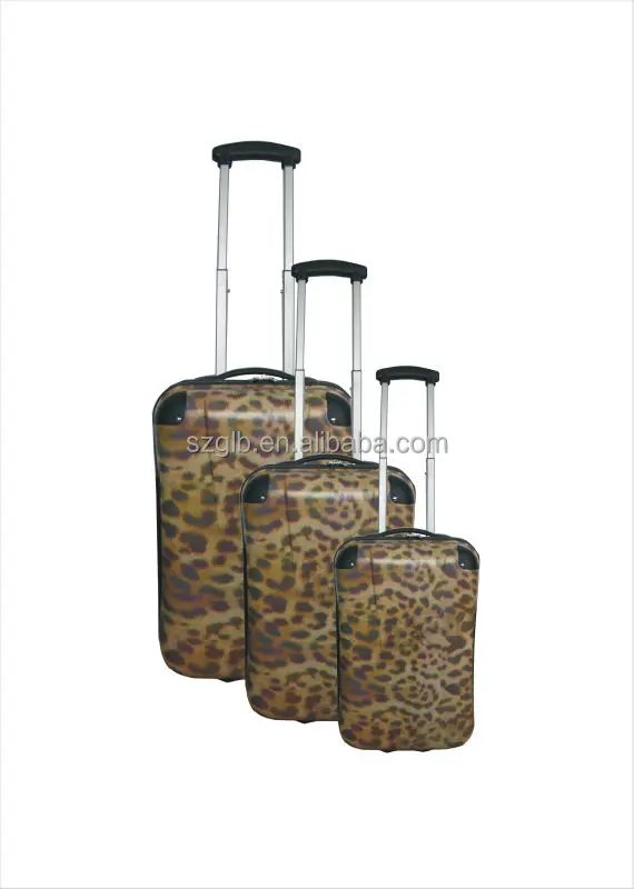 Pas cher abs pc ambre imprimé léopard valises de bagages avec roues rétractables