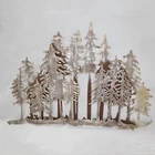 New design antique silver layered trees brushed Metal hanging Wall Decor