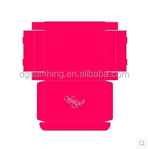pink folding paper gift box with white logo printed corrugated