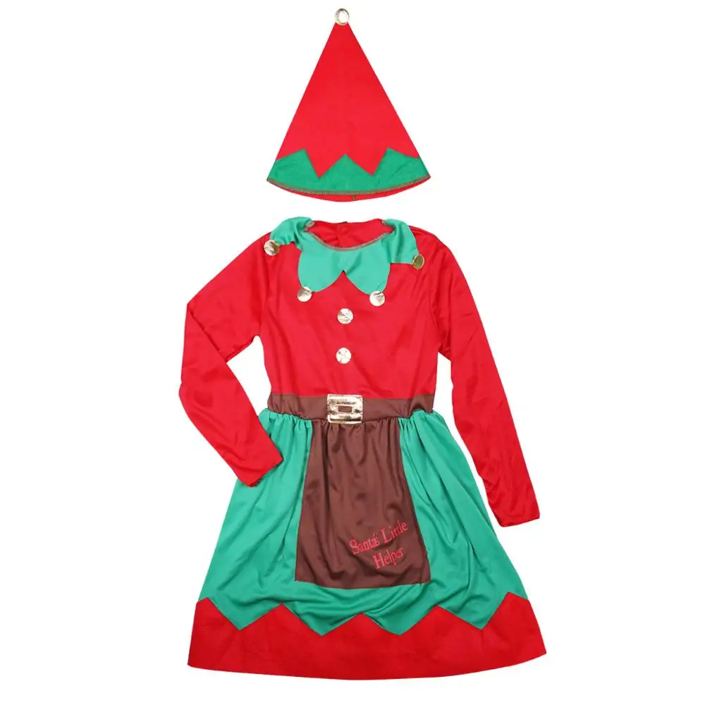 Новый год, Рождество Нарядное вечернее платье для девочек эльф костюм для детей