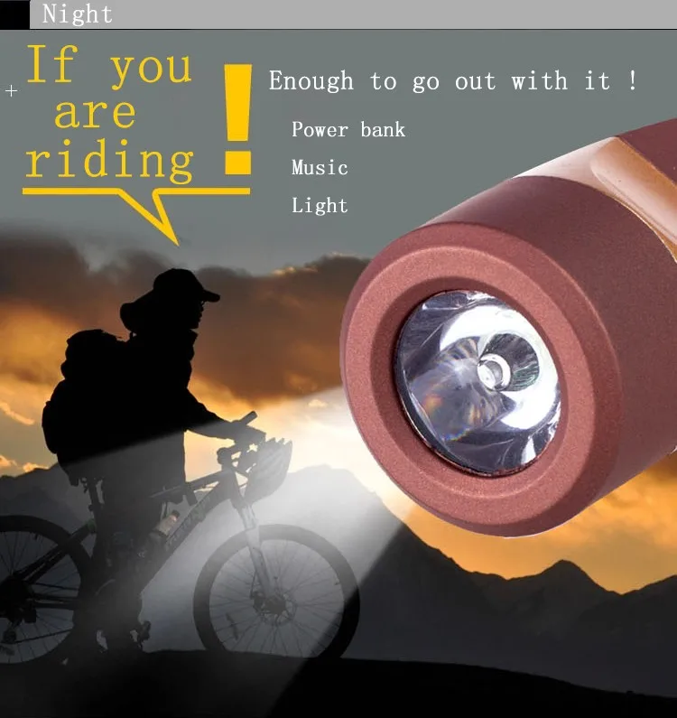 Outdoor sport led torch light bluetooth speaker with Flashlight power bank - ANKUX.COM