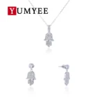 925 Sterling Silver Created hand set Stud Earrings & Friendship Necklace Set