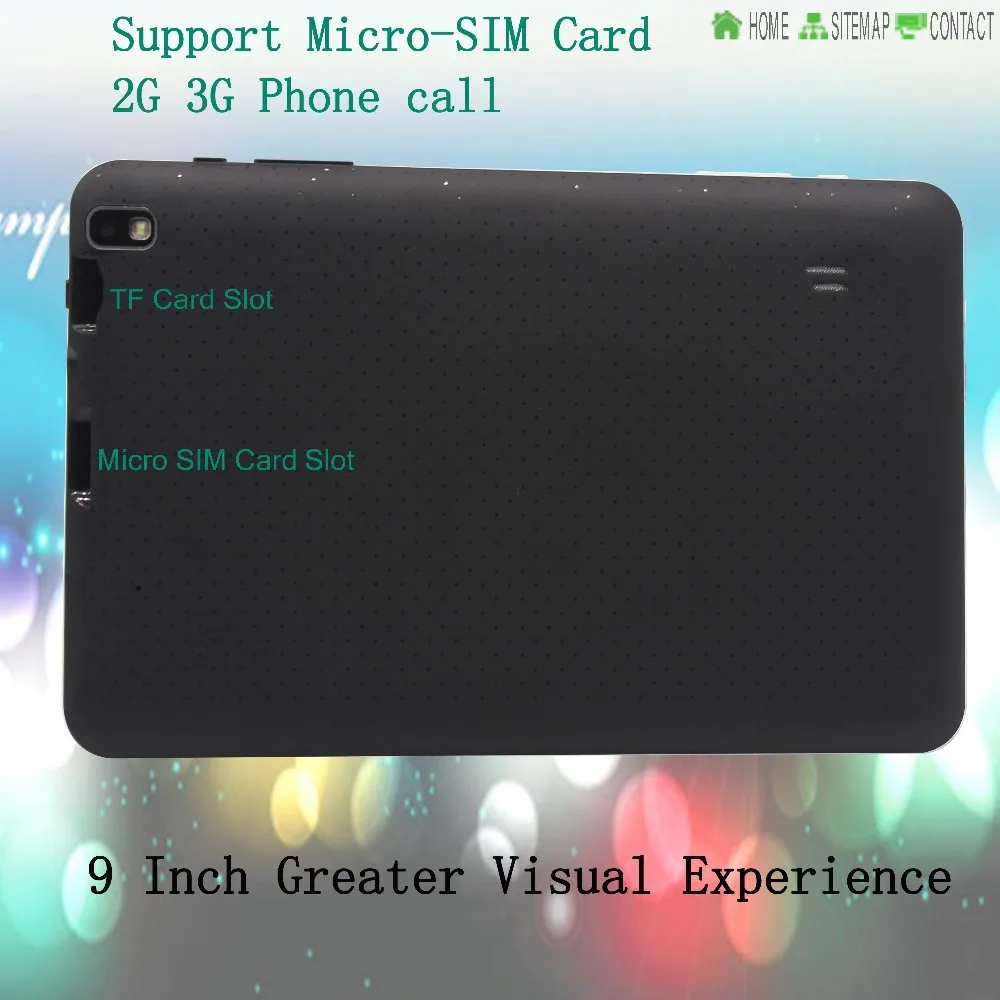 9 Inch Android4.4 Tablet Pc Support Micro SIM card 2G 3G Phone Call 1GB and 8GB Tablets Pc SIM card TF card FM BT Tab