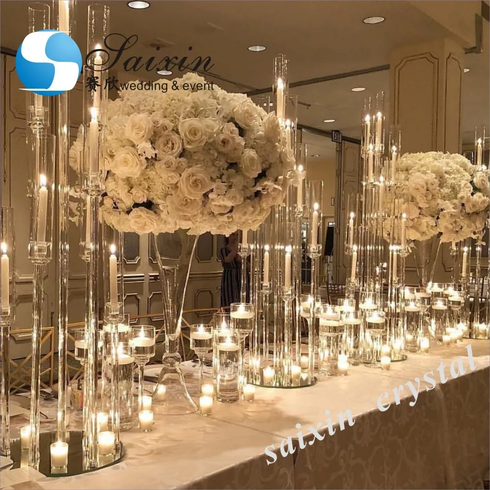 new gold stand with hanging crystal candles holder for wedding