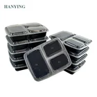 Plastic BPA Free Takeaway Disposable Food Storage Meal Prep Containers Microwave 3 Compartment Lunch Bento Box for Kids