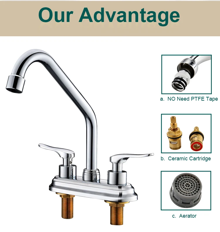 Long neck 2 way chrome and brass kitchen sink faucet bathroom sink tap
