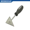 Triangular molding scraper with soft grip zinc plated tiling tool