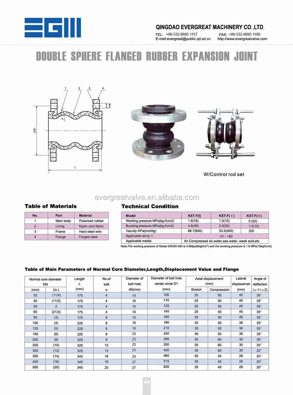 Double Sphere Expansion Rubber Joints, Flanged End, View Expansion