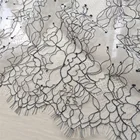 Wholesale nylon100% french tulle cord black floral net bridal eyelash lace fabric for women dress