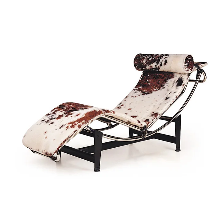 Classic Leisure Adirondack Chaise Lounge Outdoor Milk Cow Leather