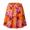 Women's Boho Floral Print Mini Skirt Elastic Waist Tiered Ruffle Short Skirt