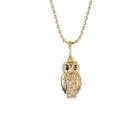 925 Silver jewelry party wholesale dainty diamond emerald owl pendant necklace