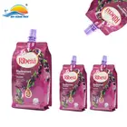 Plastic Cherry Packaging Bag Fruit Heat Sealable Design Top Side Gusset Juice Drink Spout Pouch
