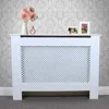 Radiator Cover White Painted MDF Wood Trellised Grill Modern Heating Home Furniture Cabinet Shelf 1115mm