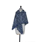 Navy Blue printed tassel ladies chinese silk scarf