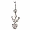 Fashion Gems Crown And Heart Navel Piercing Bars