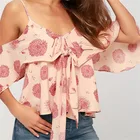 Fancy summer tops for women,spaghetti strap cold shoulder girl latest top,custom design tunic tops