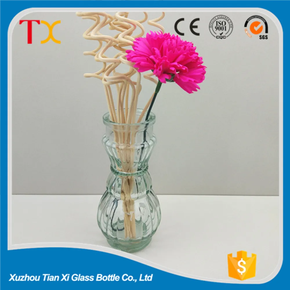 wholesale empty unique shape glass vase for home decoration transparent glass bottle